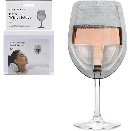 30 Watt Silicone Wine Glass Holder for Bath & Shower, Give The Gift of an at Home Spa Bathtub Relaxation