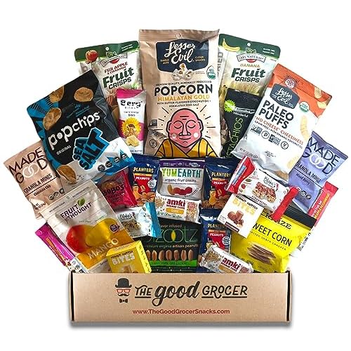 New 2023! GLUTEN FREE and VEGAN (DAIRY and FIG FREE) Healthy Snacks Care Package (25 Ct): Cookies, Bars, Chips, Fruit, Nuts, Trail Mix, Gift Box Sampler, Office Variety, College Student Care Package, Gift Basket Alternative