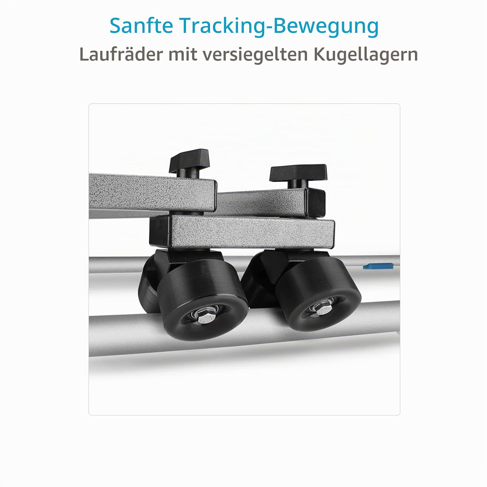 PROAIM Swift Kamera-Dolly mit 3,7 m Geradschiene für Stative, 159 kg | Aluminium-3-Rad-Dolly mit PU-Kugellagern; 28" Spurweite, 3×1,2 m Schienen; 20 Keile für exakte Nivellierung
