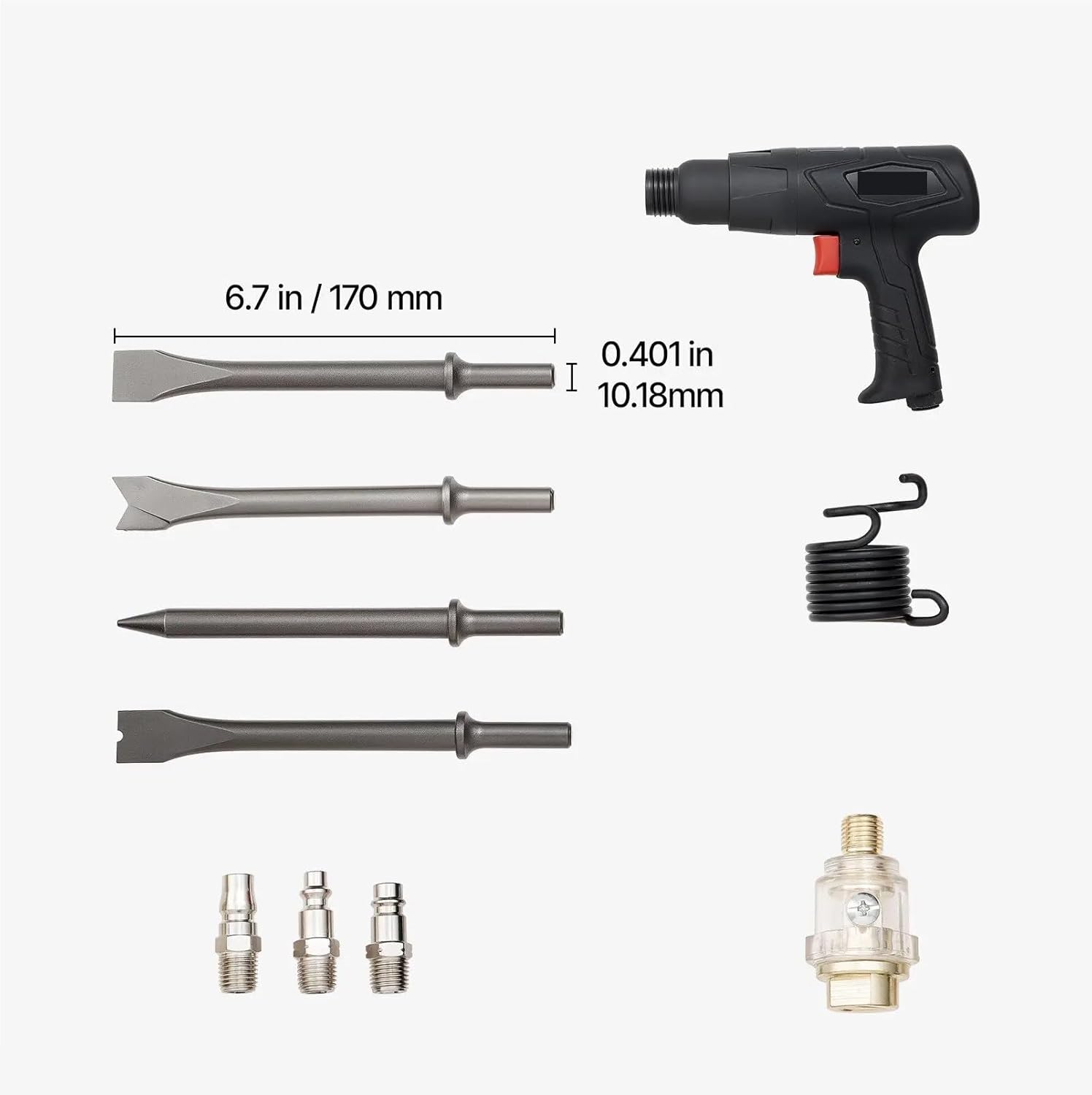 Air Hammer, Air Hammer Tool 2500-2700 BPM With 4 Long Barrel Chisels Air Chisel Shovel Tool