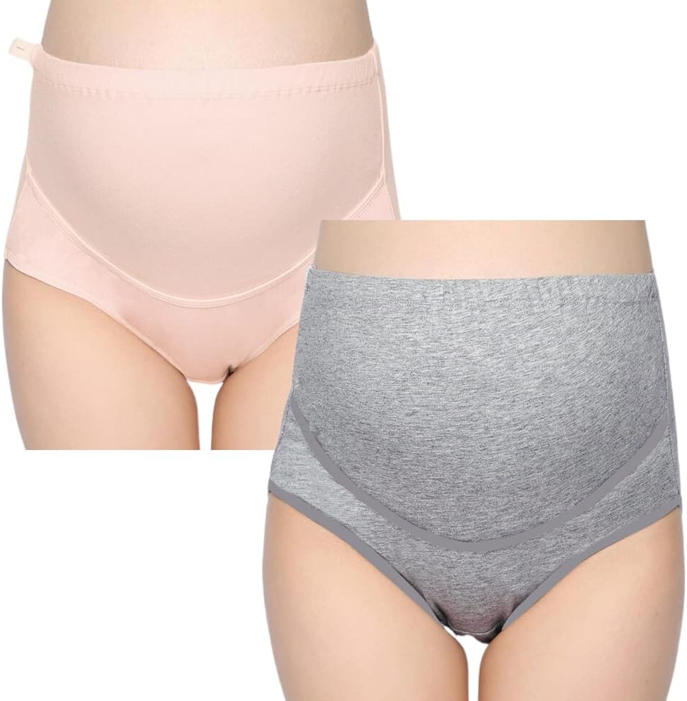 Dress CiciHigh Waist Maternity Panties Strips Cotton Maternity Underwear (2 Pack) (2 PCS)