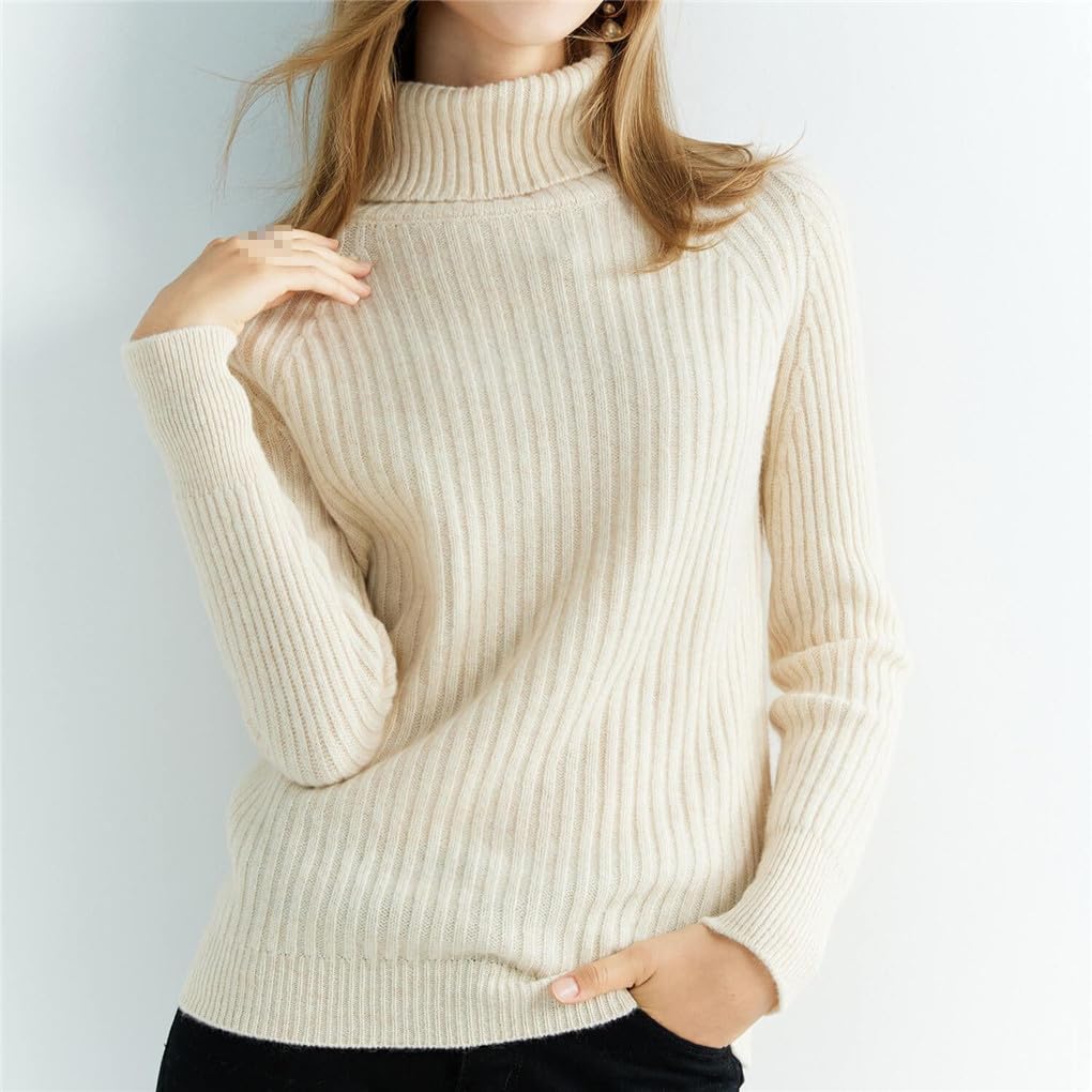 Jegsnoe Herbst Kaschmirpullover Damen Langarm Strickpullover Wolle Rollkragenpullover Winterpullover Tops