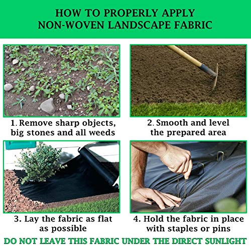 Flarmor Non-Woven Landscape Fabric–4Ftx100Ft, 1.8Oz Weed Barrier Cloth, Heavy Duty Garden Weed Barrier Fabric Roll, Landscaping Fabric Weed Control W/Weedstop Technology, Commercial Weed Block (Black) #TOP4
