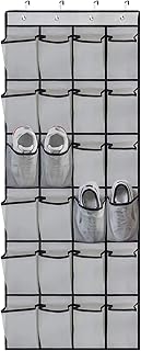 MORJCG Over Door Shoe Storage, Shoe Storage Door Hanging, Over Door Storage, Hanging Door Storage, 24 Large Mesh Pockets Door Hanging with 4 Door Hooks, for Kitchen, Bedroom, Bathroom Closet (Gray)