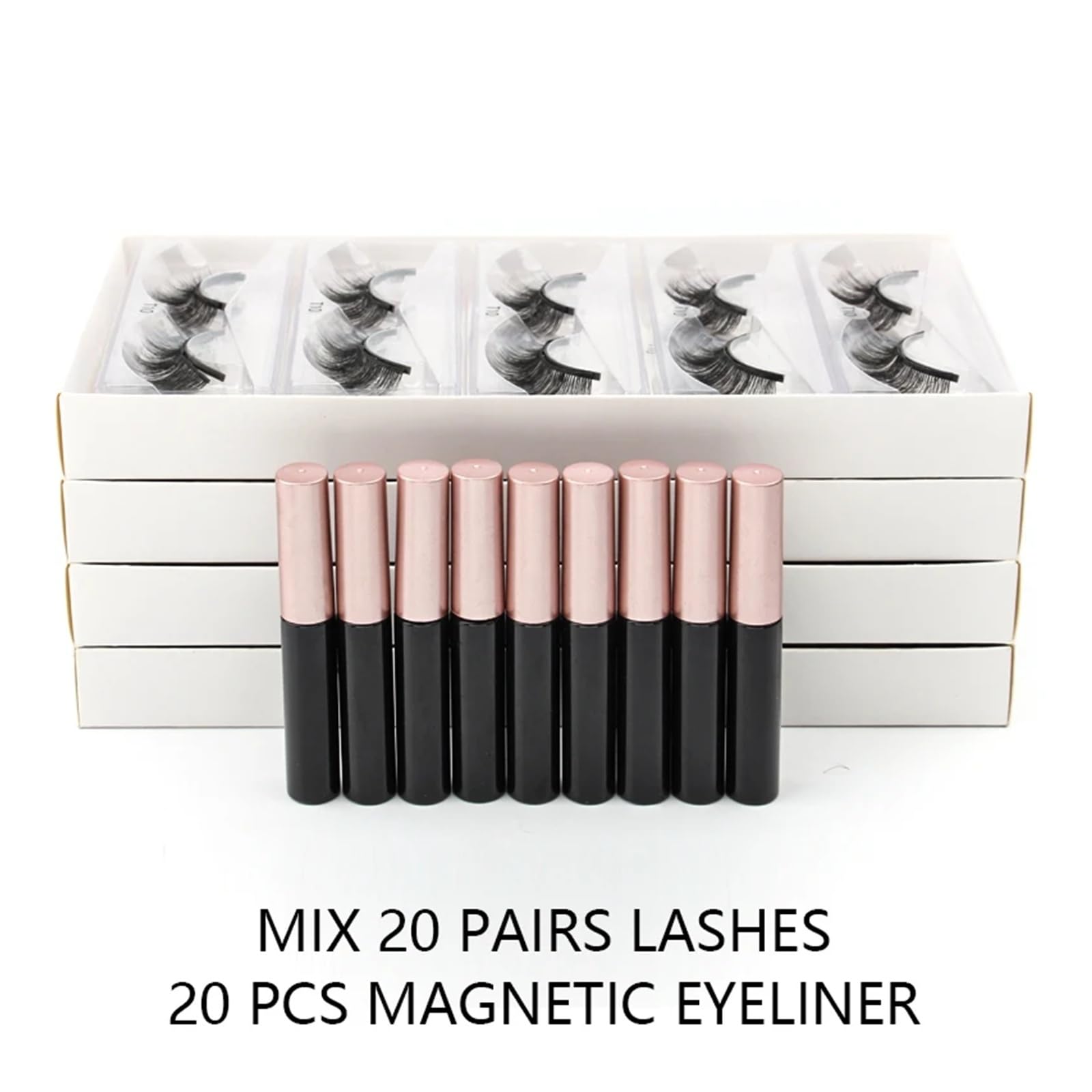 UAMOU 3/20/100PCS Magnetische Wimpern 3D Nerz Wimpern Magnetische Flüssigkeit Eyeliner Wasserdicht Langlebige Falsche Wimpern Kurze Faux Cils Cheerfully (Color : 20Lashes 20Eyeliner)