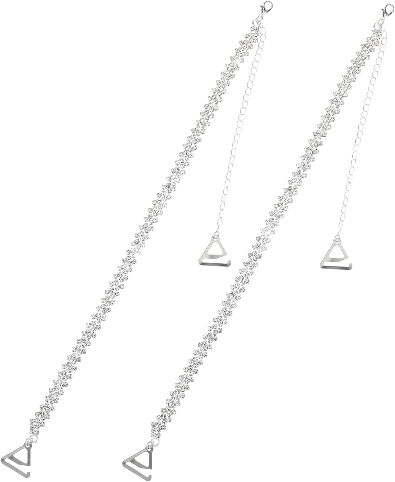 2Pcs Rhinestone Bra Straps, Shiny Bra Shoulder Chain, Crystal Underwear Straps for Wedding Bridal Strapless Dress Decorative Rhinestone Lingerie Chain for Women, Sparkly