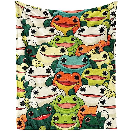 Frog Throw Blanket for Baby - 30x40 Inches Lap Size - Soft Fluffy Cozy Blankets Gift - Colorful Novelty Blanket Throws for Couch, Work