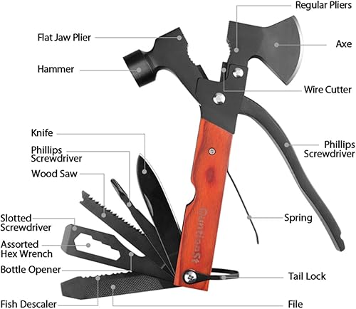 Miniatura 2 de Accesorios de campamento, multiherramienta, mango de madera, martillo de hacha multiherramienta, relleno de calcetines para hombres, regalos para