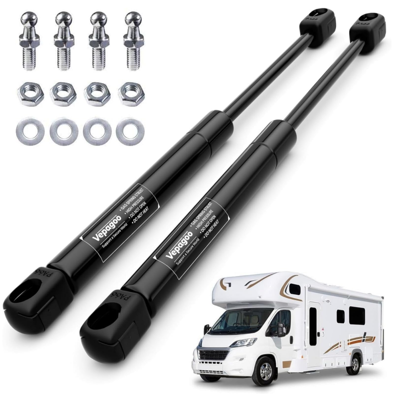 Vepagoo C16-08054 20 inch 100Lb Gas Struts Shock Lift Support - Fit for RV Bed Camper Bed Storage Heavy Duty Lid Pickup Truck Tonneau Cover Trailer Basement Door (Fit 85-115Lb Lid)