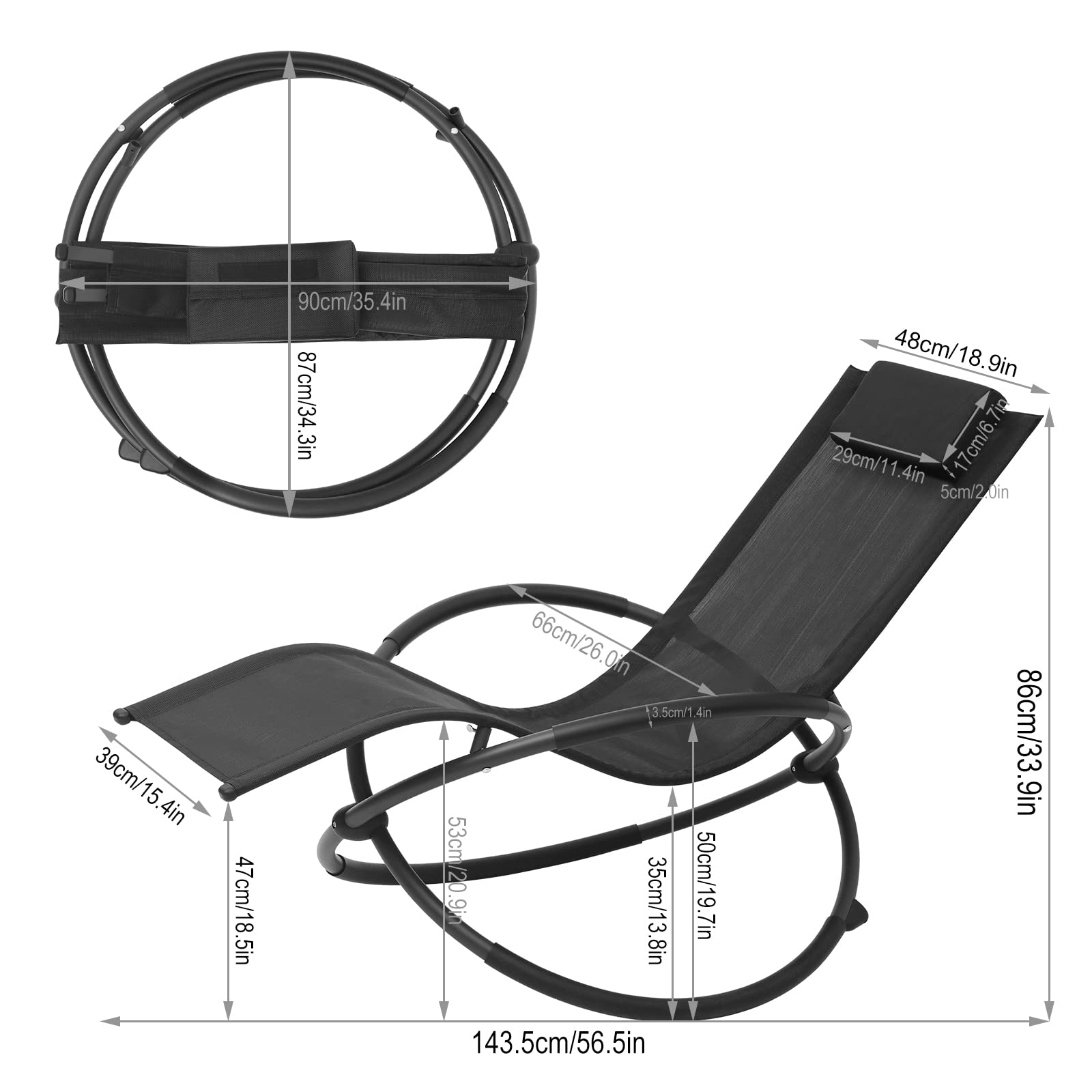 Sedia Sdraio Dondolo WOLTU - Poltrona Relax Balcone E Giardino - Grigio