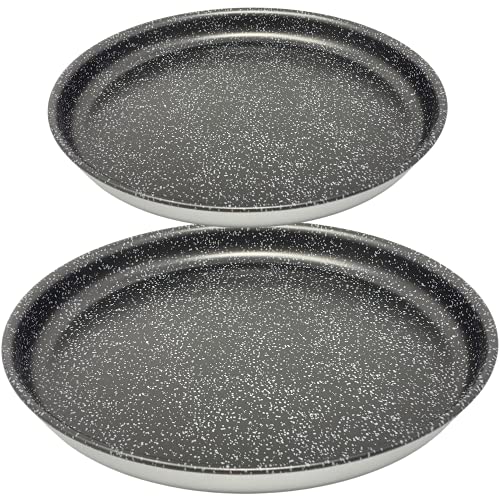NAMAI - Set 2 Teglie Per Pizza, 28CM e 32CM Diametro, Alluminio Antiaderente, Adatte In Lavastoviglie, Effetto Pietra, Teglia Forno, Made In Italy