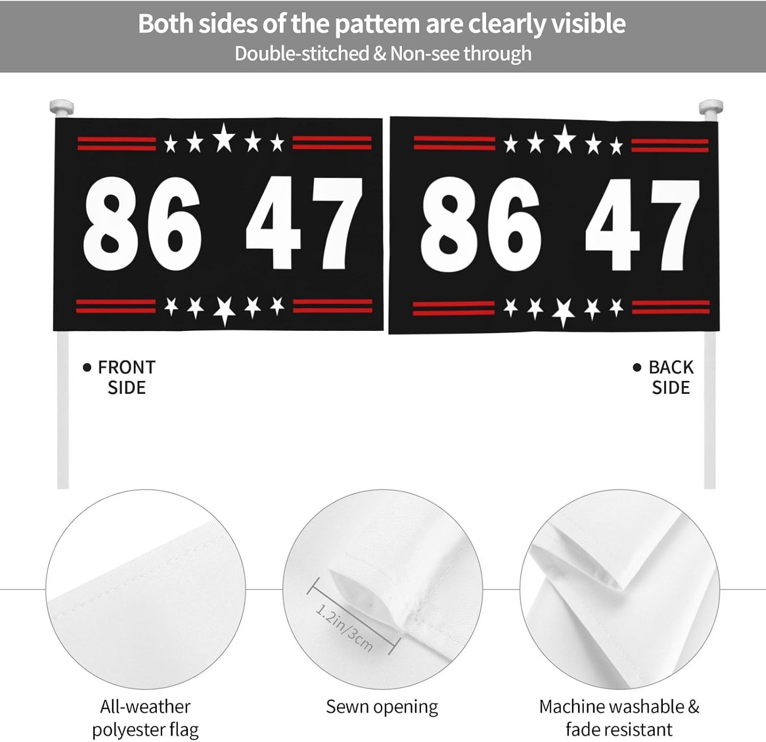 86 47 Car Flag 12x18 In | Double Sided Printed Polyester (Not including flagpole) image 5