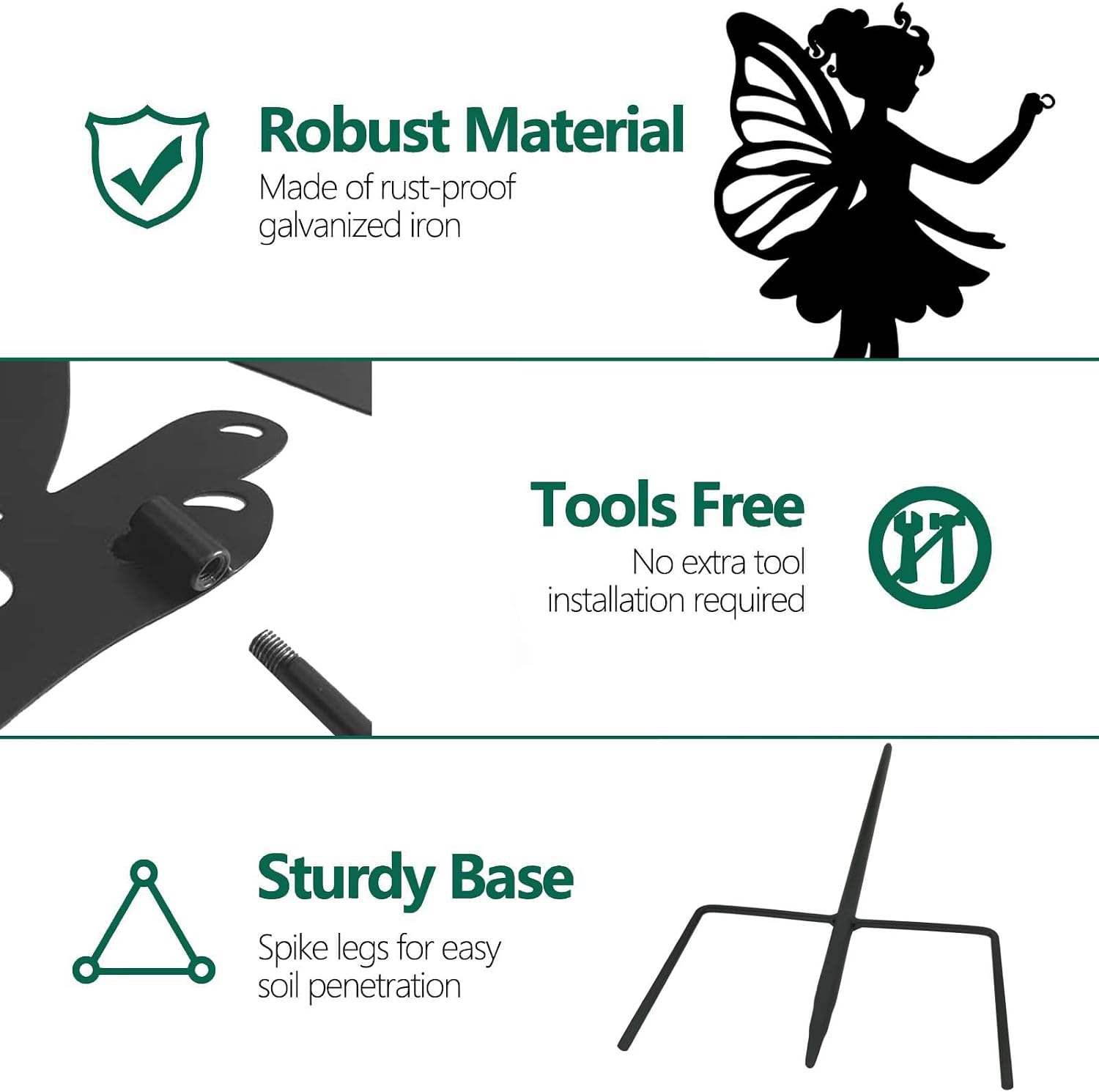 Solar Garden Angel Stakes - Metal Angel Holding Solar Lantern Decorative Garden Animal Silhouette Stakes