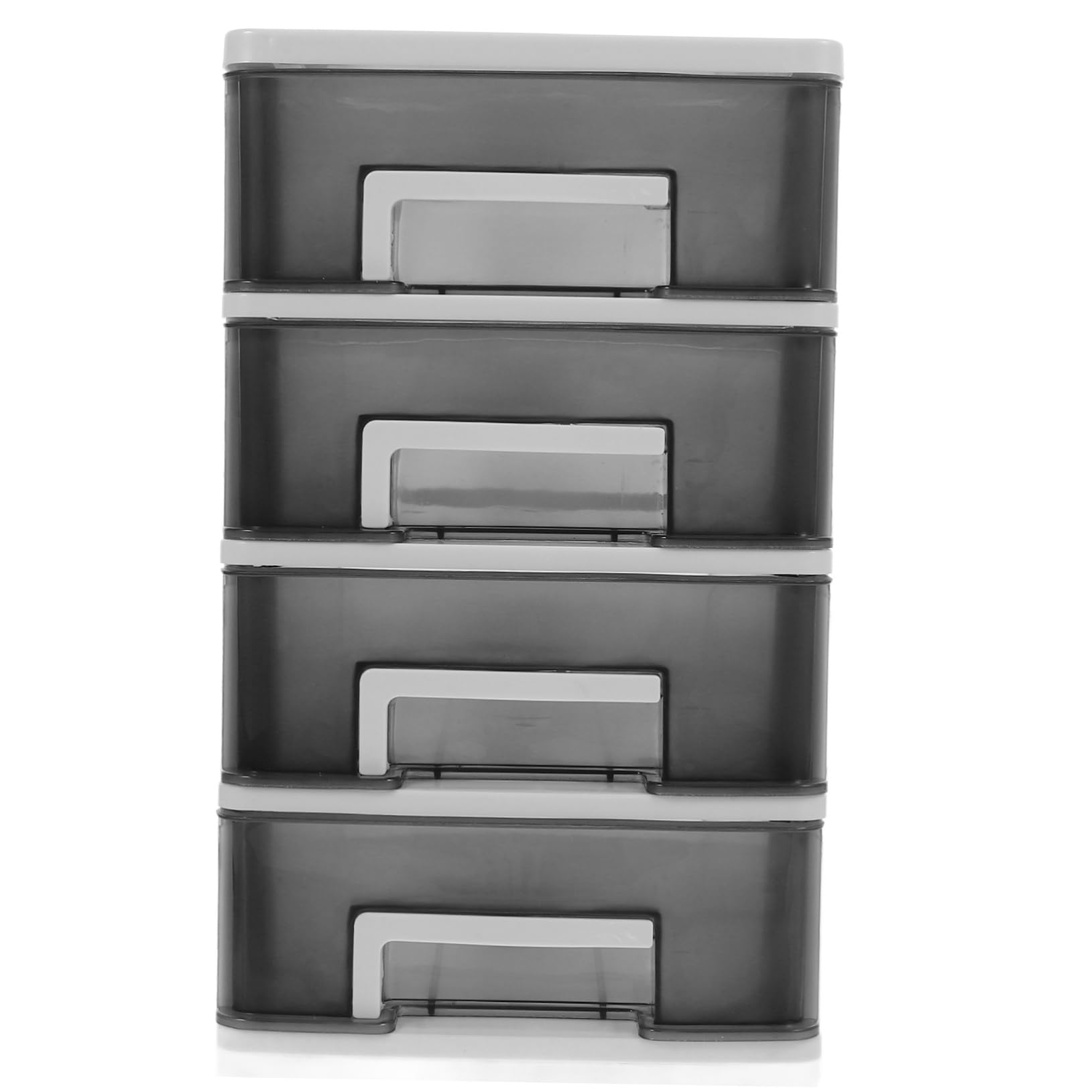 Healifty Four Layer Drawer Type Closet Storage Box Transparent Black White Frame Multi Layer Storage Shelf for Office Study and Living Lightweight Space Saving Organizer