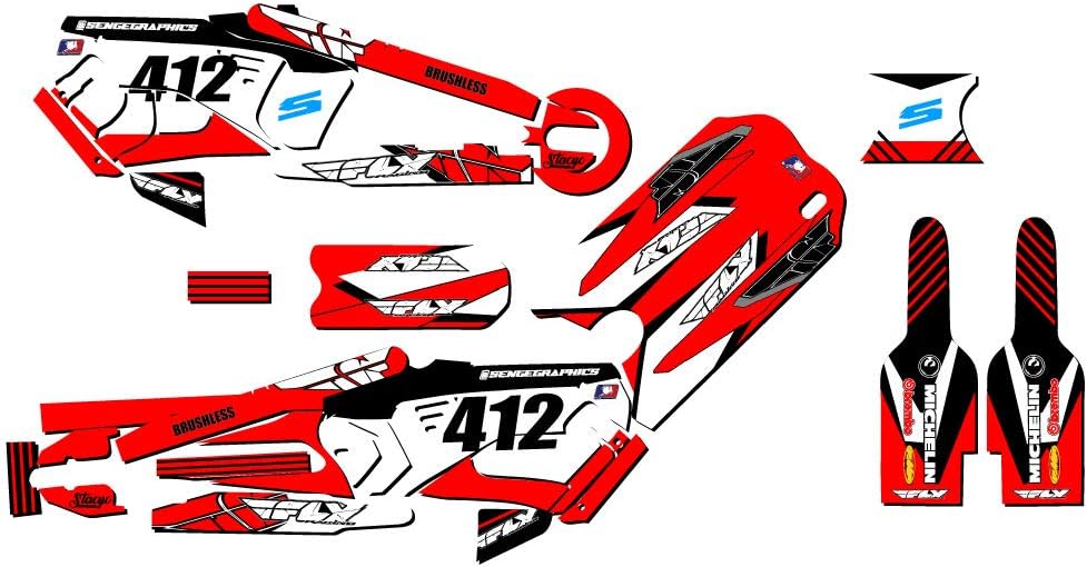 16eDRIVE Fly Racing Red Senge Graphics Kit Compatible with Stacyc