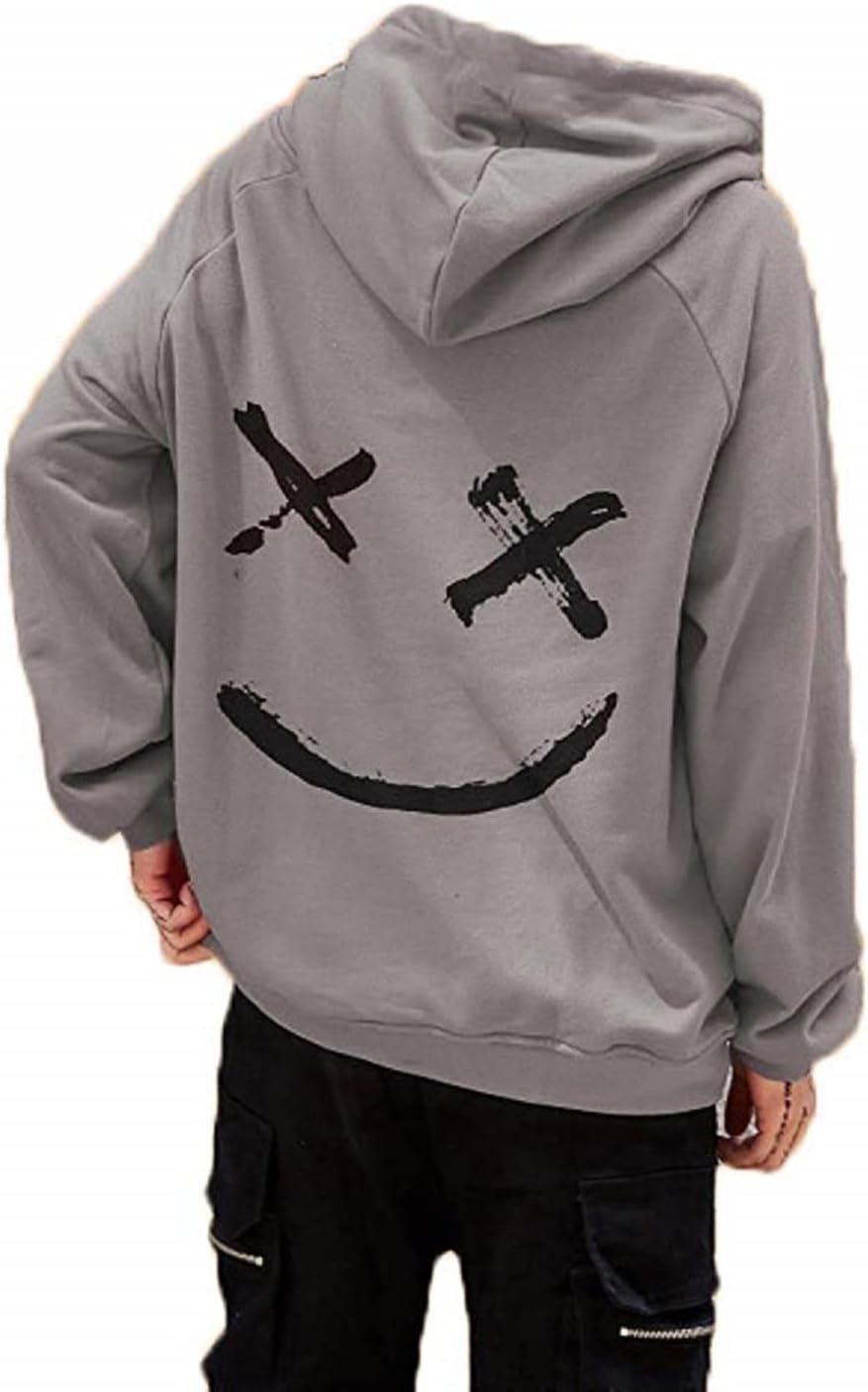 Men´s Hip Hop Hoodies Oversized Contrast Color Smile Face Fashion Tops Jacket Long Sleeve Patchwork Sports Hoodie Streetwear