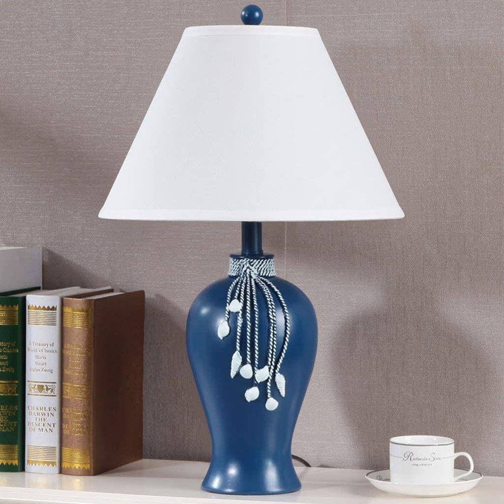Lampa Stołowa Do Salonu Lampa LED Stolik Nocny American E27 Lampka Do Sypialni Prosta Tkanina Abażur Lampka Nocna Biurko Sypialnia Oświetlenie Do Salonu Lampka Nocna(Dimming)