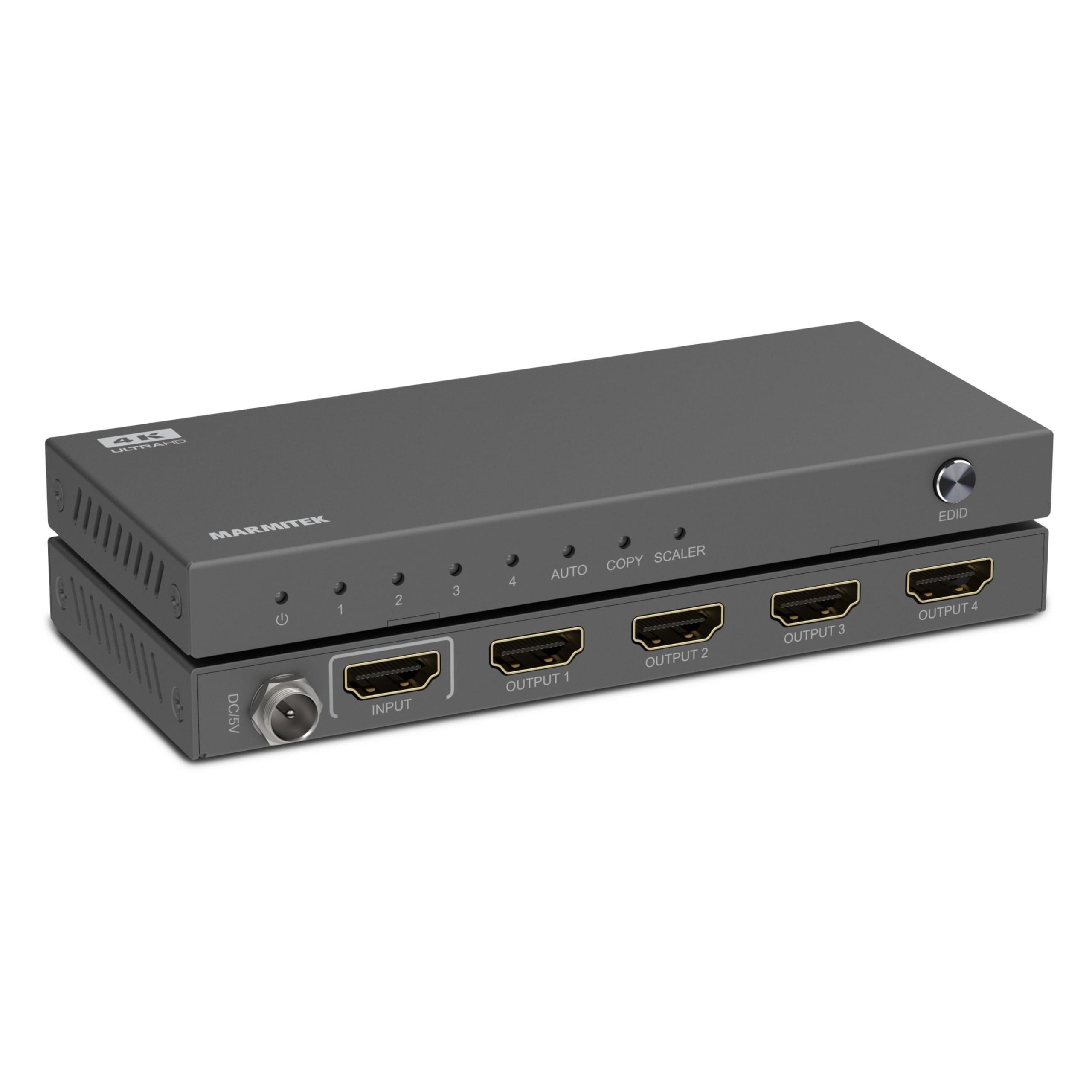 Splitter HDMI 4K 60Hz - Marmitek Split 614 Pro - 1 Entrada 4 Salidas - Compatible HDCP 2.2 - HDR10 - Duplicador HDMI Ultra HD - Repartidor Switch 1x4