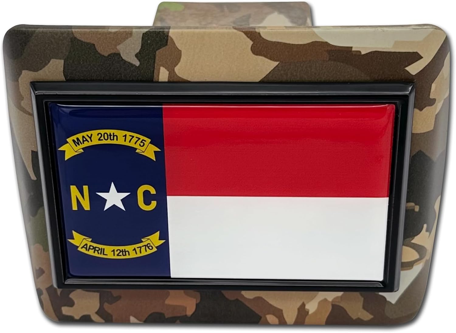 Elektroplate North Carolina State Flag All Metal Woodland Camo Hitch Cover for Trucks and SUVs | Fits Standard 2" Trailer Hitch Receivers | Premium Weatherproof