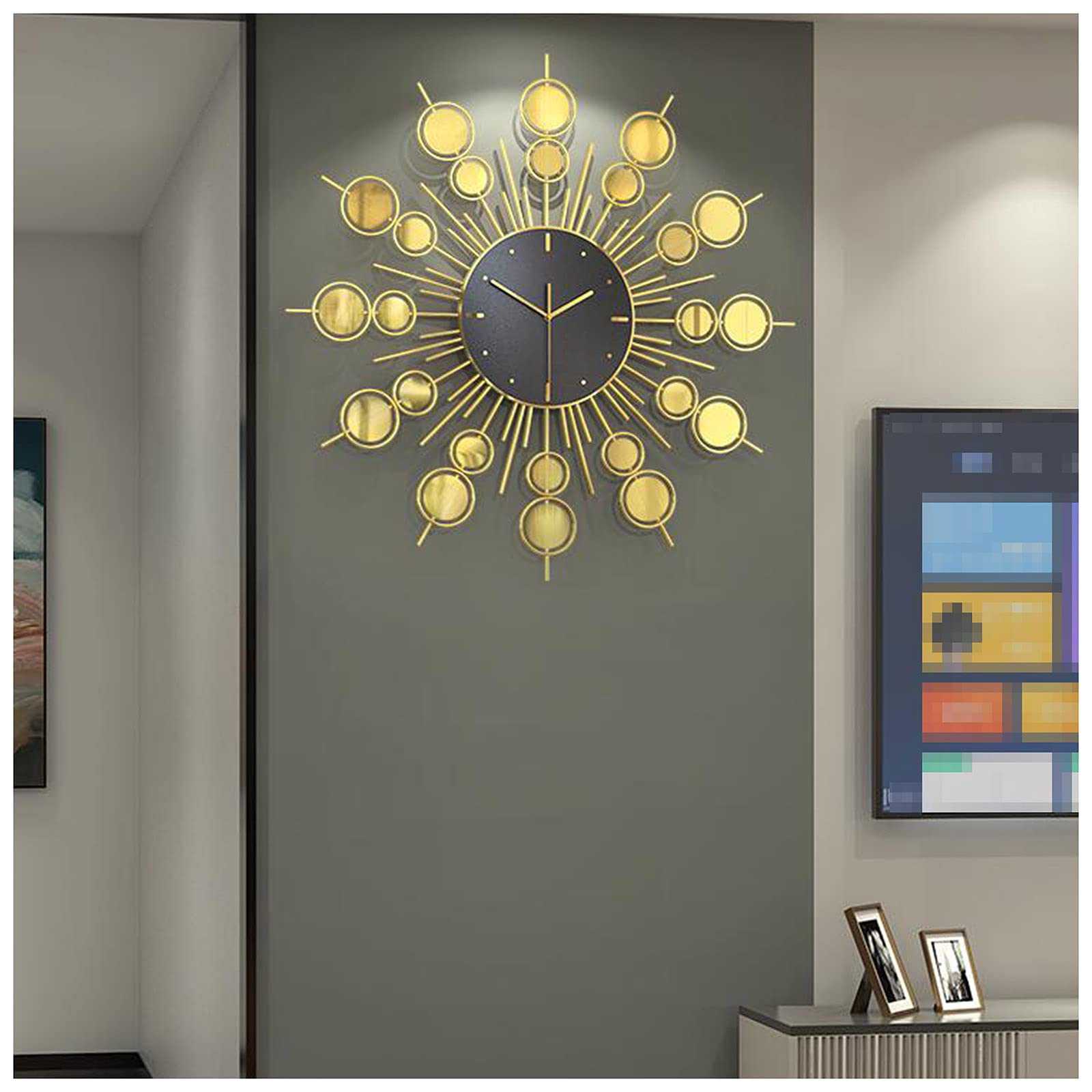 鈴　(大)　壁掛け Amazon.co.jp: 28 IN大型壁掛け時計、反射金属素材壁掛け時計サ