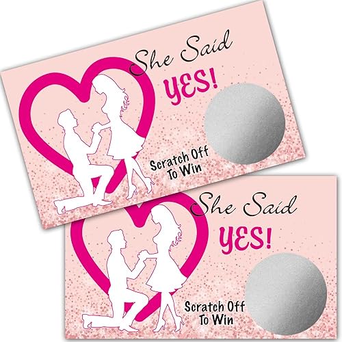 Haizct Paquete de 50 tarjetas para raspar con texto en inglés She Said Yes, propuestas para parejas, juegos de despedida de soltera, despedidas de