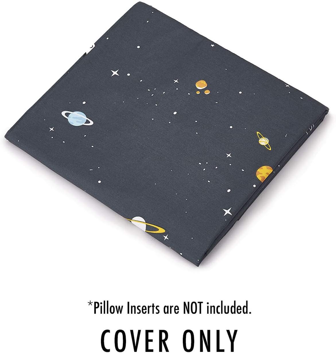Wake In Cloud - Kids Floor Pillow Case (Cover Only), Space Gray Grey with Stars Rockets, 100% Cotton Lounger Toddler Floor Pillow Cover, Requires 5 Standard Size Pillows (Pillows Not Included)