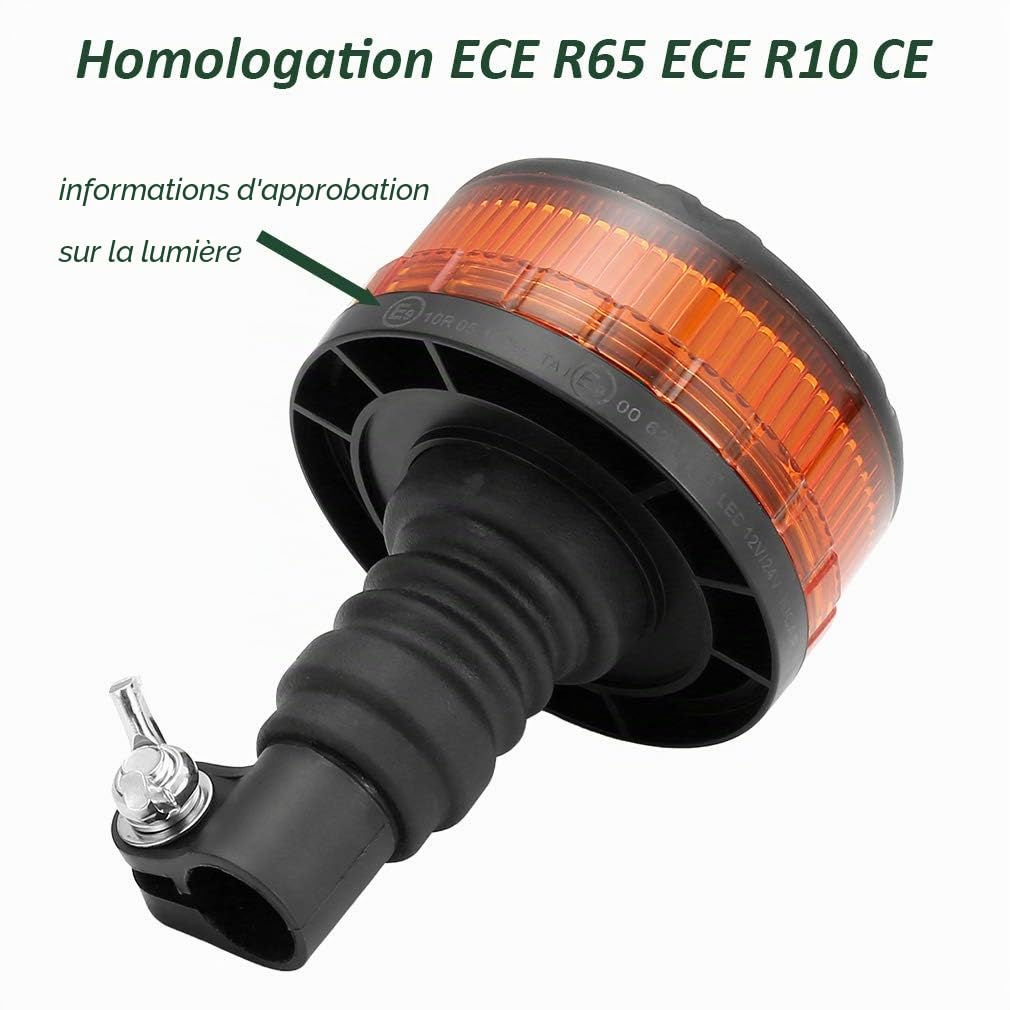 D-TECH 12/24V Gyrophare LED flexible lumineux stroscopique d'urgence feu clignotant Homologué pour Tracteur Camion