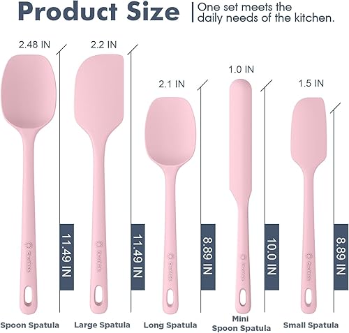 Vista 39 de Juego de 4 espátulas de silicona, espátulas de goma de grado alimenticio, con mango fuerte y agarre ergonómico, resistentes al calor para utensilios