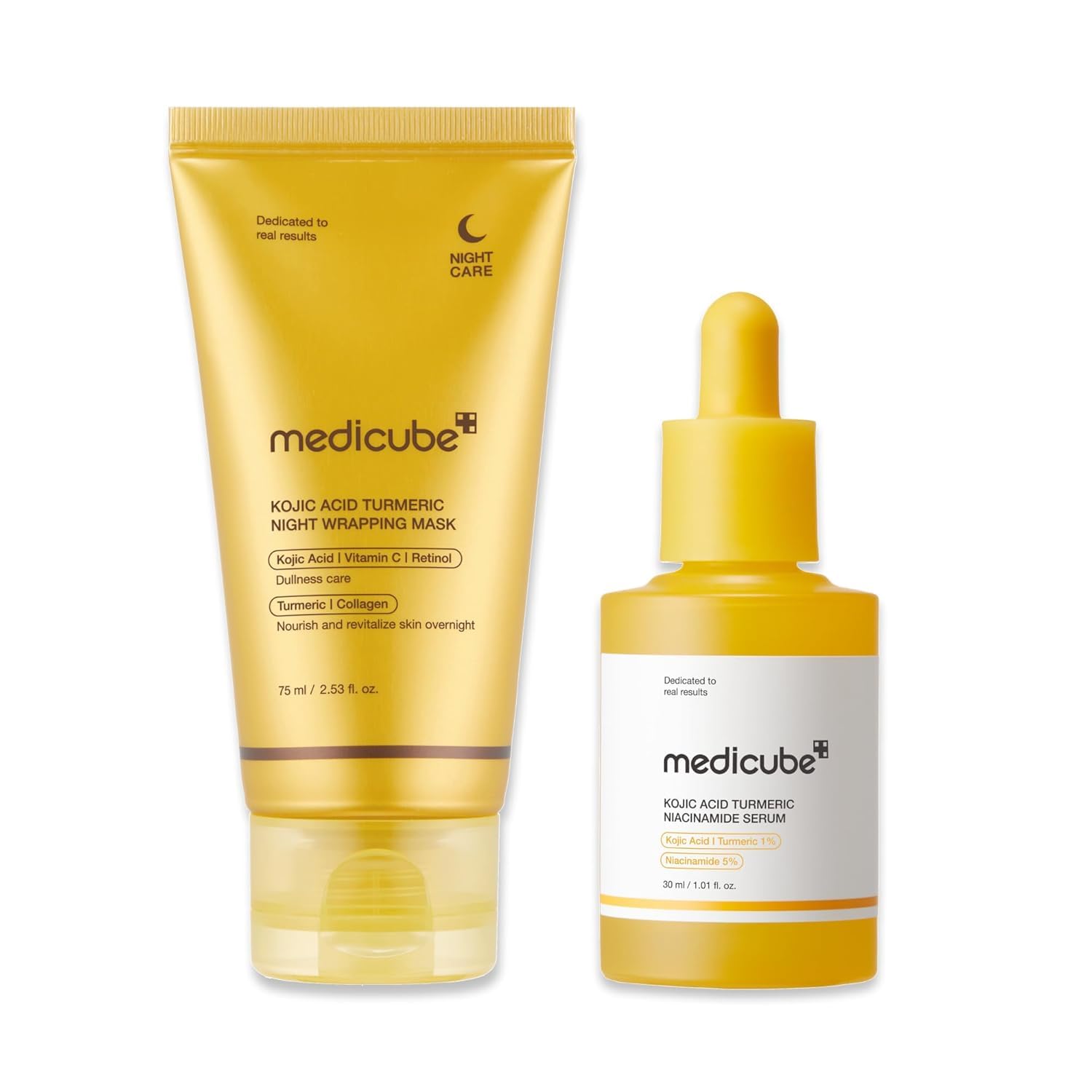 medicube Kojic Acid Overnight Care Nourish Duo for Troubled Skin Kojic Acid Turmeric Overnight Wrapping Peel Off Mask