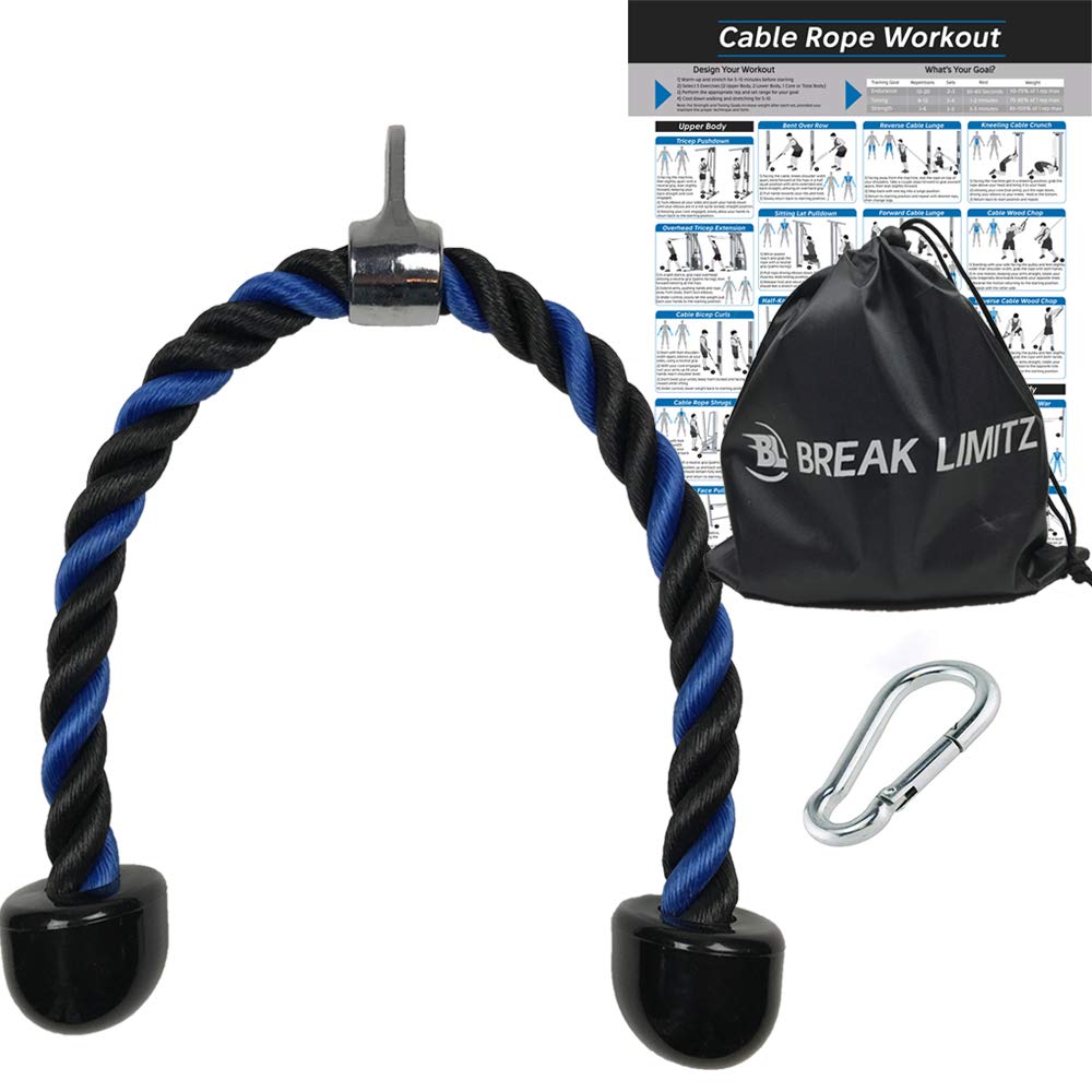Blue Tricep Rope Pull Down - Gym Workout Attachment -1