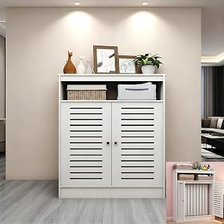 White Radiator Cover Modern Double-Door Wooden Radiator Cover Radiator Cover Storage Cabinet Louvred Grille Shelving Cabinet Louvred Grille Shelving Cabinet,L27.5 xH39.3 xT9.8