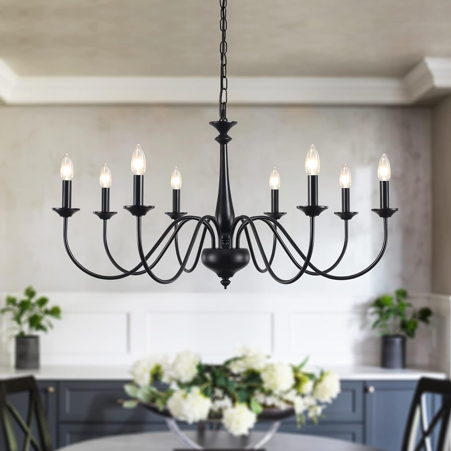 ZemSum Farmhouse Chandeliers for Dining Room Light Fixtures 8 Lights Black Chandeliers Light