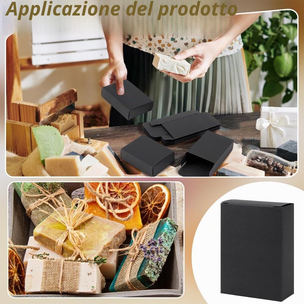 BENECREAT 120 Scatola per Imballaggio di Sapone, Scatole Regalo per Sapone Senza Finestra Da 7x3x10cm, per Confezioni Regalo di Sapone Fatto In Casa, Nero