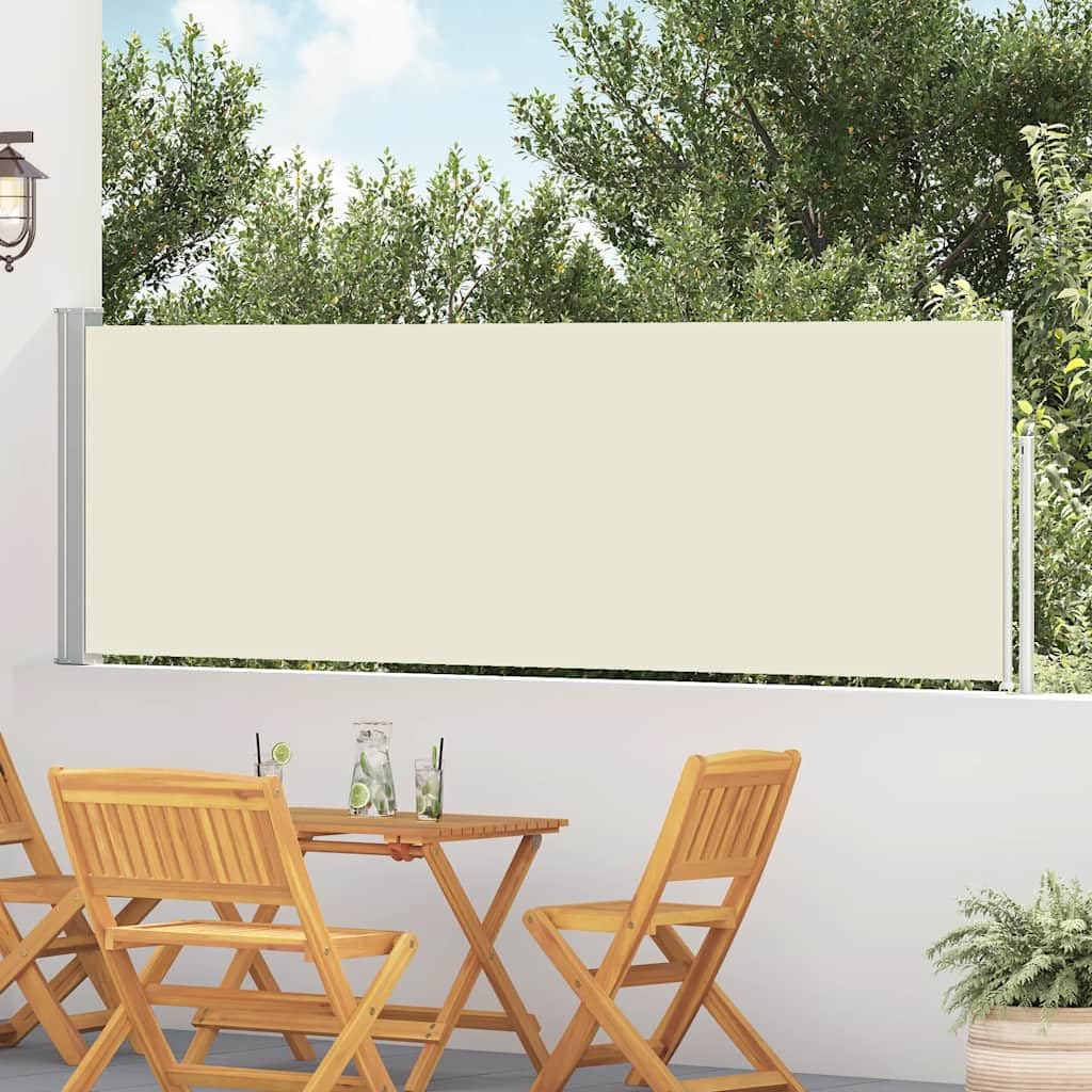 vidaXL Auvent Latéral Rétractable de Patio Store Latéral Brise-Vue Abri Soleil Jardin Terrasse Balcon Exterieur Résistant aux UV 100x500 cm Crème