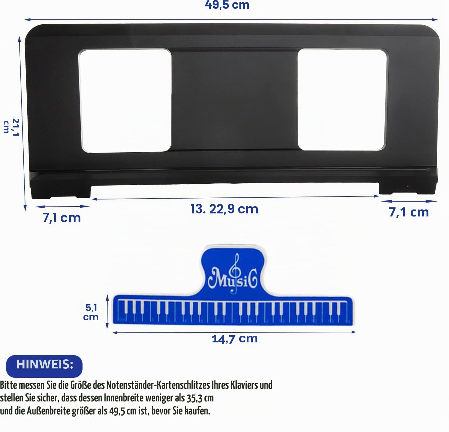 Notenständer für Noten, Yamaha Notenständer passend für mehrere Keyboard-Modelle, stabil und langlebig, Keyboard Notenständer mit 3 Notenbuch-Clip, GORBADO-MS-SO-34-FBA