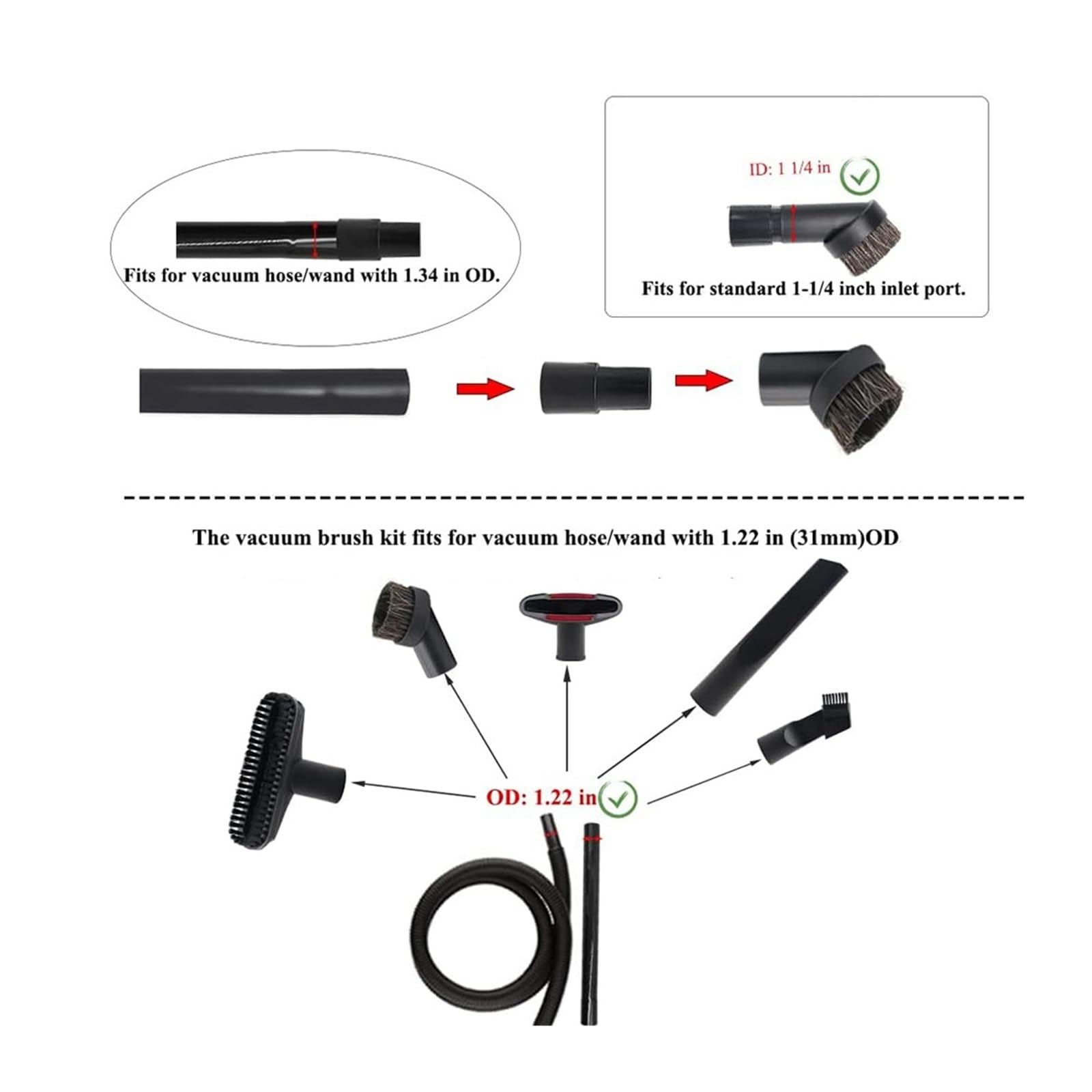 Genérico Cabezal de Cepillo de succión, Compatible con Universal, 32mm 35mm | Kit de accesorios con adaptador y herramienta for rincones larga for la limpieza del hogar