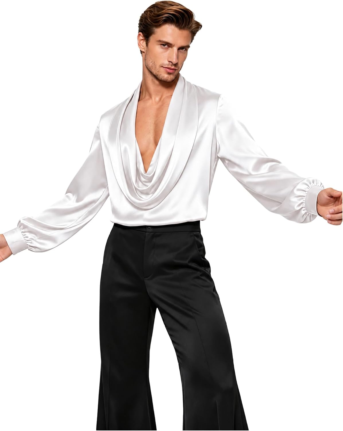 Men Latin Ballroom Dance Shirts Stage Performance