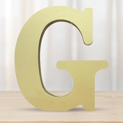 DEEZOMO Letras de madera doradas 3D de 4 pulgadas, letras del alfabeto de madera sin terminar para decoración de pared, manualidades de madera,