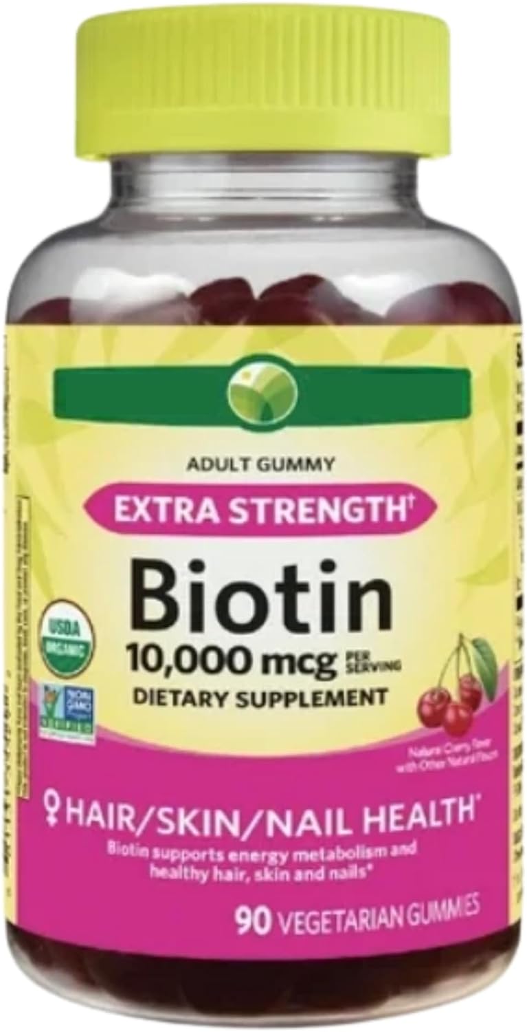 KP+ Biotin | Biotin10,000 mcg Gummies Extra Strength | Supports Hair, Skin & Nail Health | 90 Vegetarian Gummies | Cherry Flavor | Pack of 1