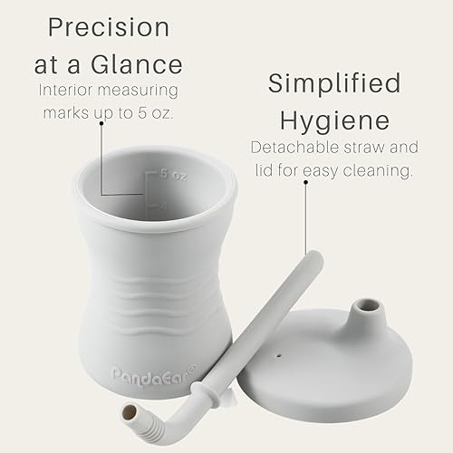 Miniatura 4 de PandaEar Vaso de entrenamiento de silicona, paquete de 3 tazas para beber con popote para bebés y niños pequeños de 6 meses en adelante
