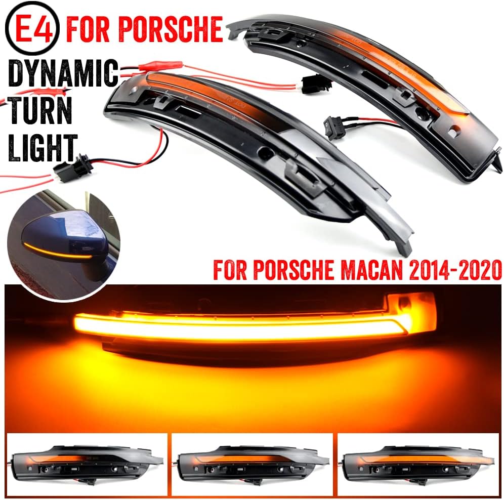 2pcs Dynamic Turn Signal LED Side Wing Mirror Indicator Blinker Sequential Light Compatible with Por-sche Ma-can 2014-2020