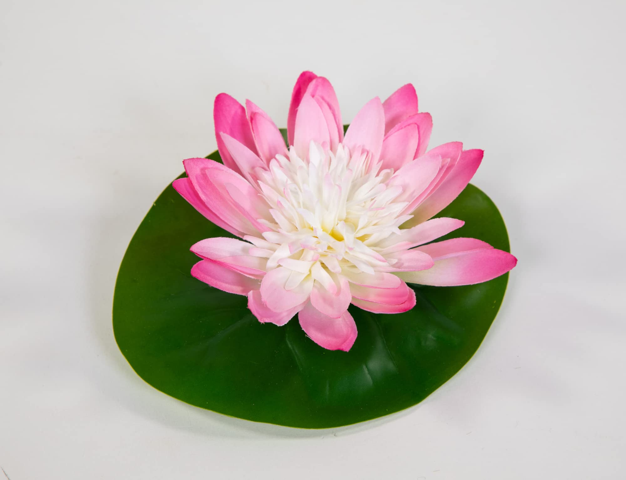 Seidenblumen Roß Seerose 16x14cm JA Kunstblumen künstliche Blumen Rose Schwimmrose Nymphaea (Rosa-Weiß)