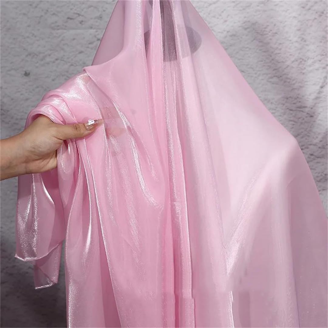Organza Fabric， Polyester Organza Fabric Multicolor 100cm x 150cm for Women Clothing Sewing Decoration(17 Light Pnnrk.)