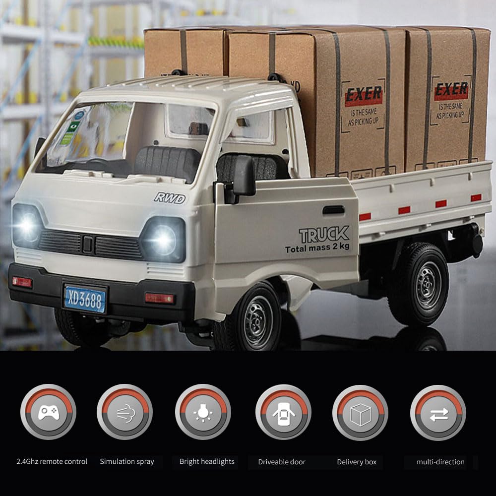 Zdalnie sterowany samochód, 1/16 2,4 GHz RC Truck, zdalnie sterowana ciężarówka z tylną komorą, transport towarów, samochód RC dla dzieci i dorosłych