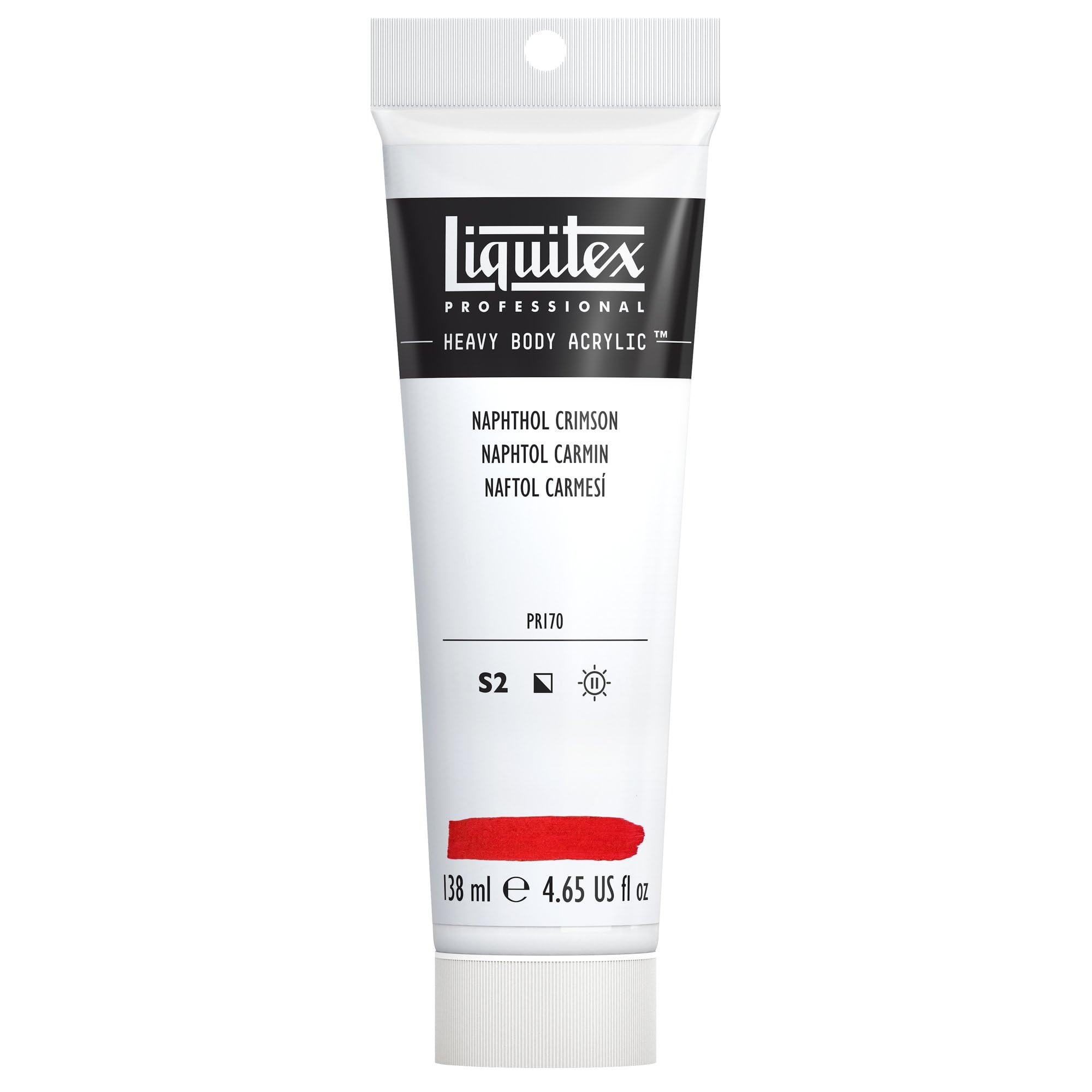 Liquitex 1047292 Professional Heavy Body Acrylfarbe in Künstlerqualität mit ausgezeichneter Lichtechtheit in buttriger Konsistenz, 138ml Tube - Naphtholrot Karmin