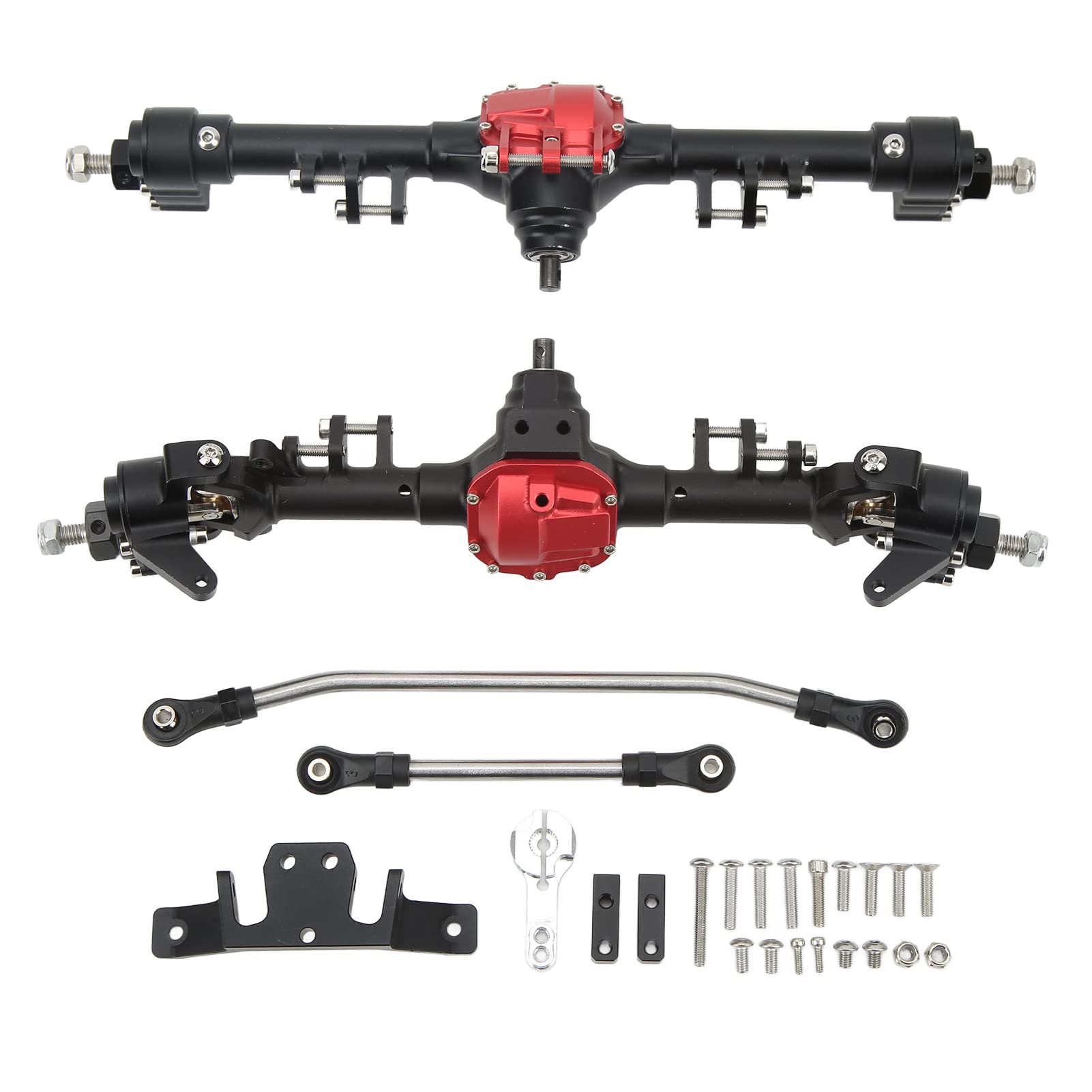 Oś Portalowa RC ze Stopu Aluminium, Przednia oś Tylna Obrabiana CNC, ze spiralną przekładnią stożkową i Zwiększonym Prześwitem, do Samochodu Axial SCX10 II 90046 90047 D90 D110 1/10 RC Car