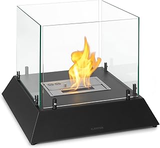 Klarstein Bio Ethanol Fireplace Indoor, Portable Table Top Fire Pit, Indoor & Outdoor Bioethanol Fireplace, 4-6H Burntime, Odourless & Smokeless Fire Bowl, 2.2kW Tabletop Fireplace Burners, 48x48x40cm