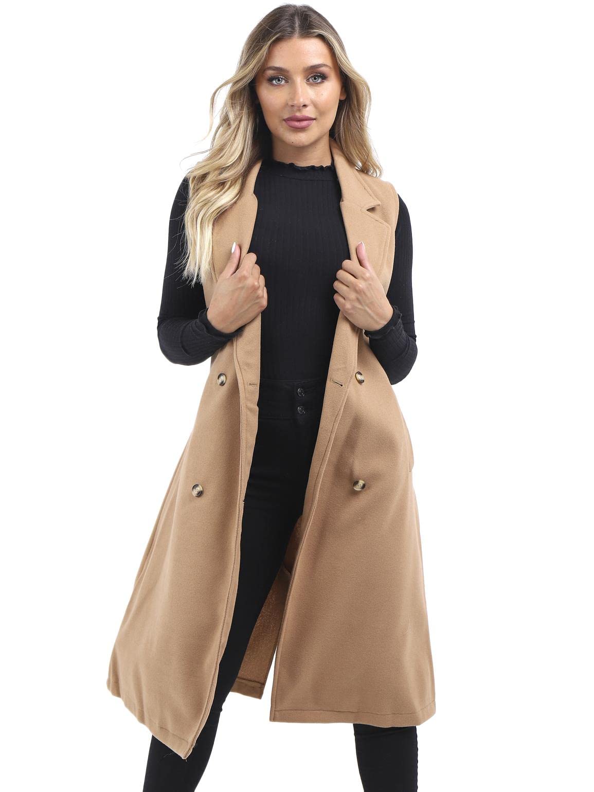 SS7 Womens Duster Gilet Longline Sleeveless Waistcoat Jacket