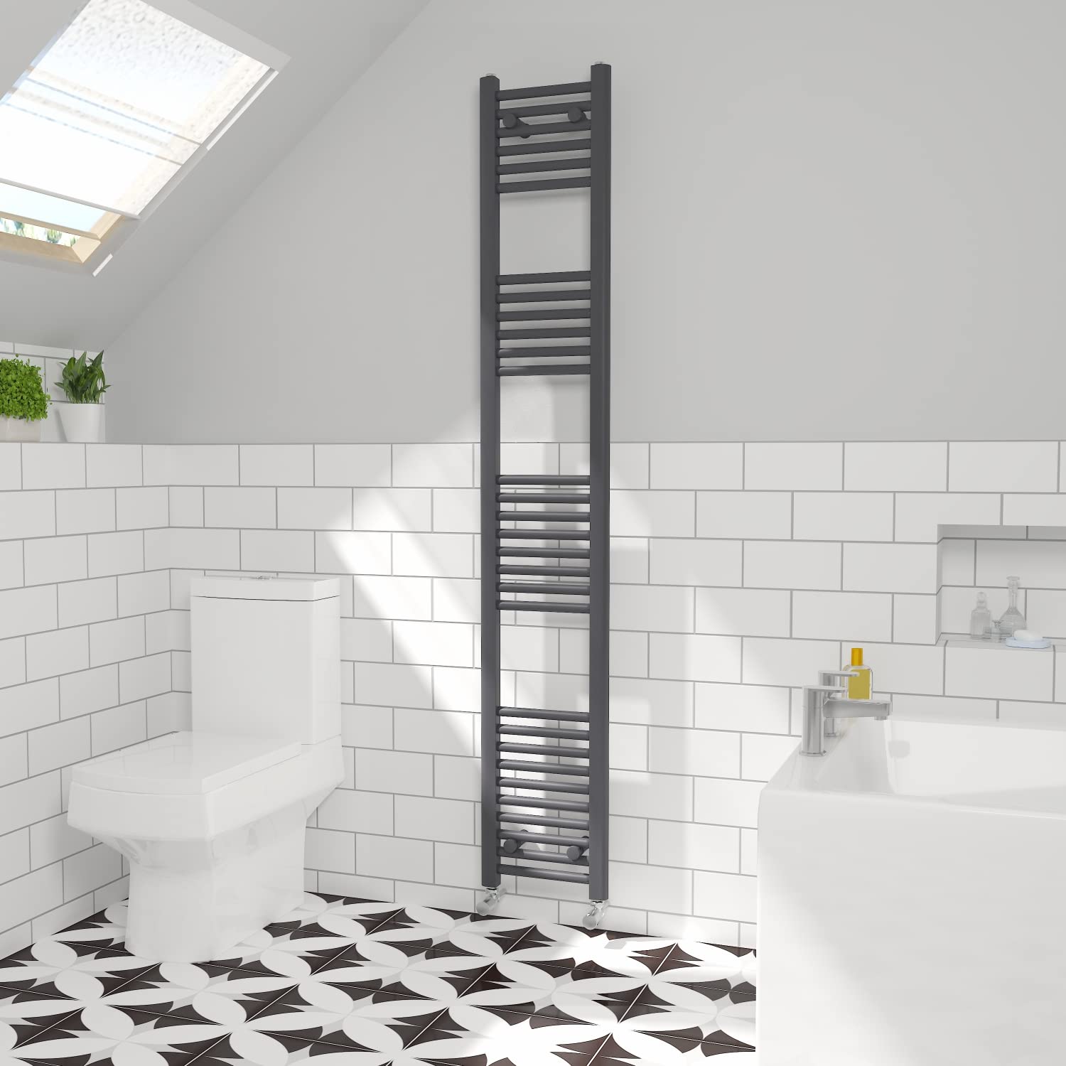 NRG Straight Central Heating Towel Rail Home Radiator Anthracite 1800×300mm