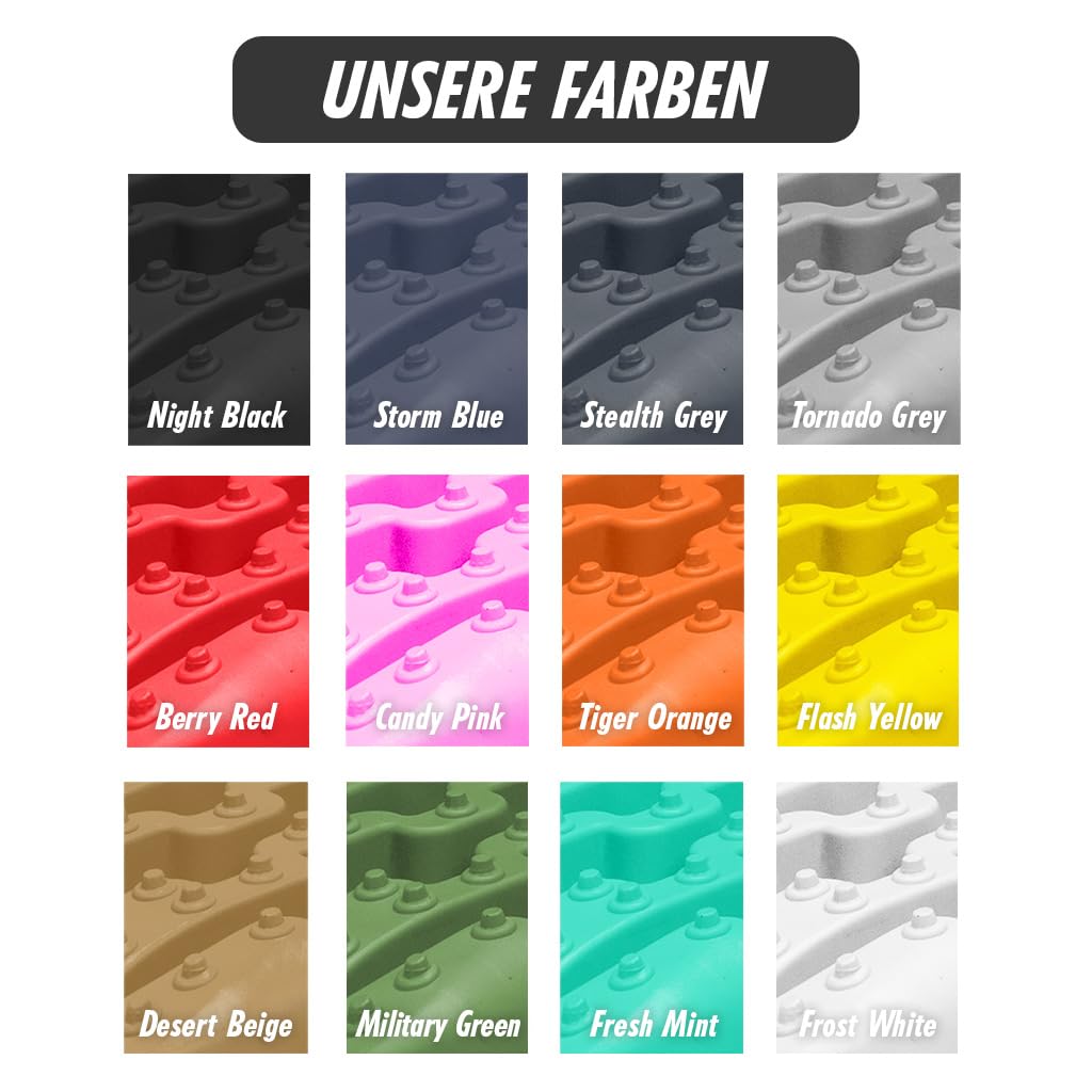 IYC4x4 Sandbleche Anfahrhilfe Bergungshilfe Traktionshilfe Reifenleiter Kunststoff (Stealth Grey, 2x Sandbleche)